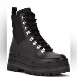 BNIB Marc Fisher Black Platform Lace Up Boots Sz 10